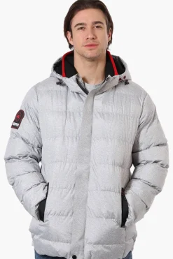 Super Triple Goose Knit Collar Bubble Bomber Jacket - Grey