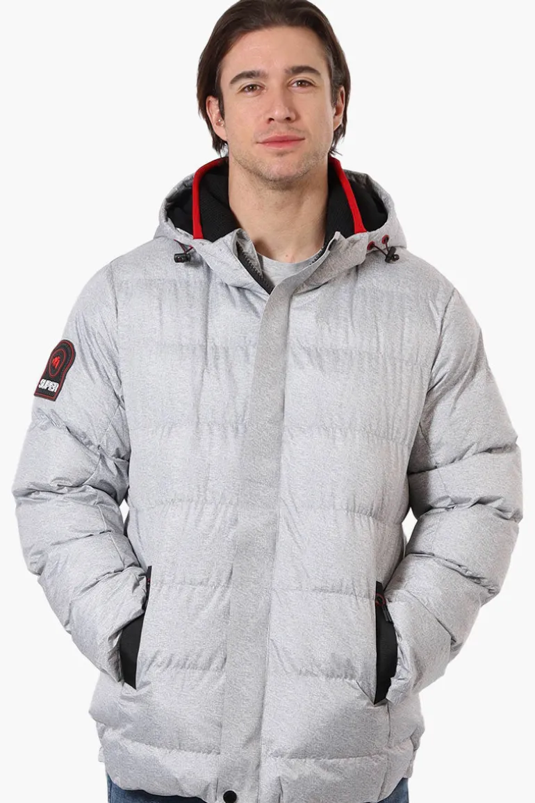 Super Triple Goose Knit Collar Bubble Bomber Jacket - Grey