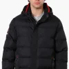 Super Triple Goose Knit Collar Bubble Bomber Jacket - Black