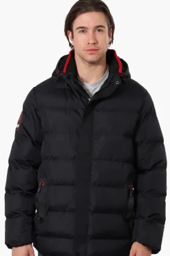 Super Triple Goose Knit Collar Bubble Bomber Jacket - Black