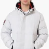 Super Triple Goose Knit Collar Bubble Bomber Jacket - White