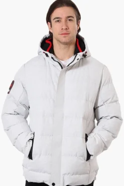 Super Triple Goose Knit Collar Bubble Bomber Jacket - White