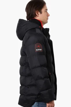 Super Triple Goose Knit Collar Bubble Bomber Jacket - Black