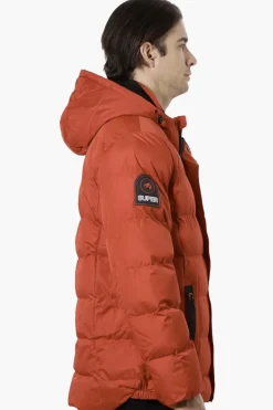 Super Triple Goose Knit Collar Bubble Bomber Jacket - Red