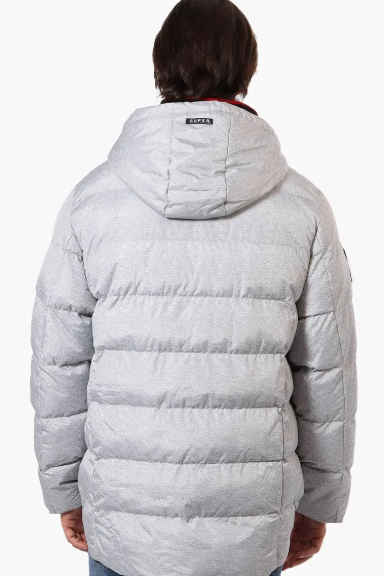 Super Triple Goose Knit Collar Bubble Bomber Jacket - Grey