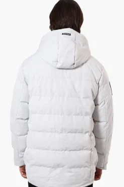 Super Triple Goose Knit Collar Bubble Bomber Jacket - White