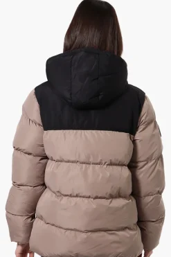 Super Triple Goose Sherpa Lined Bubble Bomber Jacket - Beige