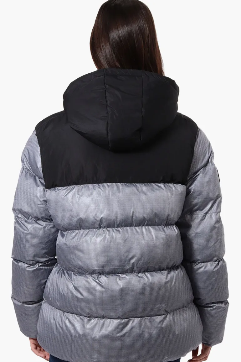 Super Triple Goose Sherpa Lined Bubble Bomber Jacket - Grey