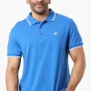 Super Triple Goose Solid Short Sleeve Polo Shirt - Blue