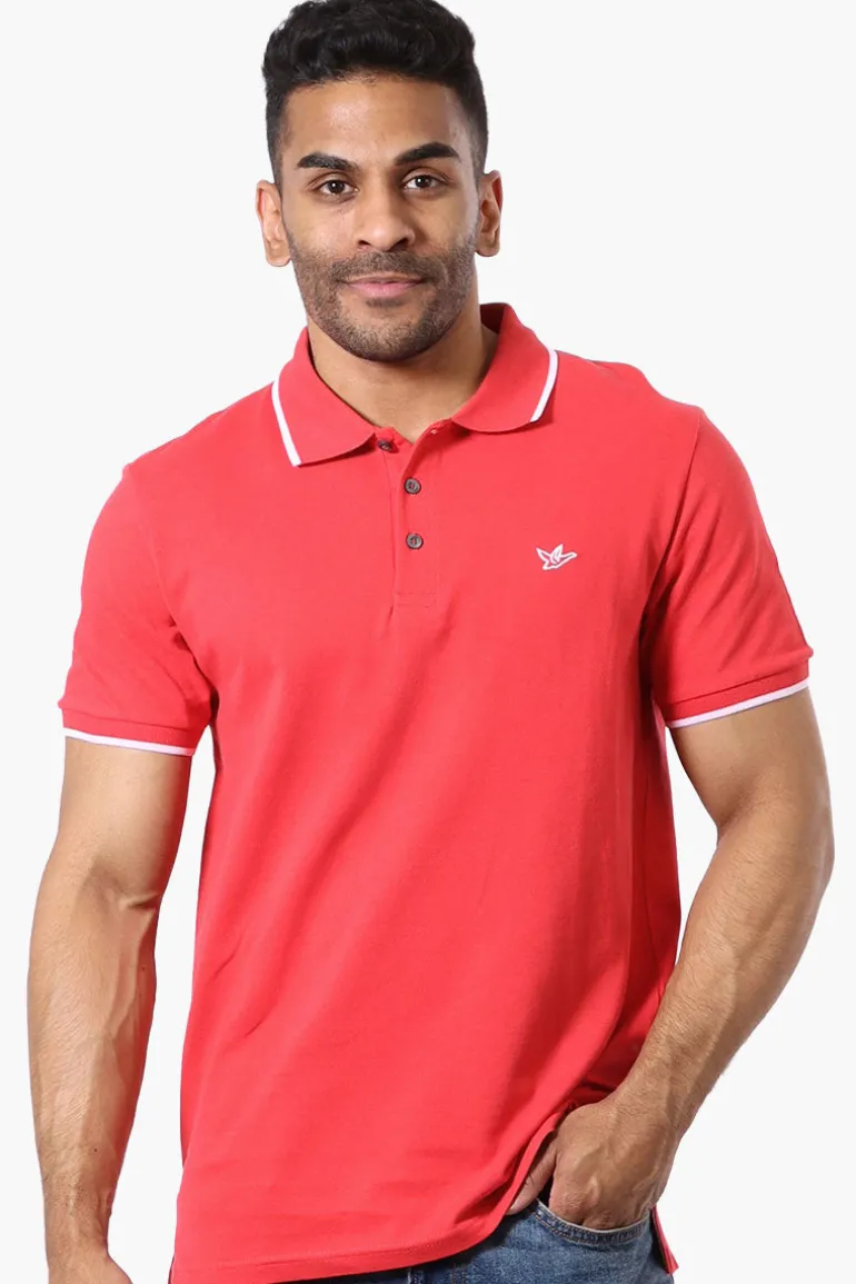 Super Triple Goose Solid Short Sleeve Polo Shirt - Red