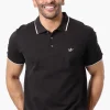 Super Triple Goose Solid Short Sleeve Polo Shirt - Black