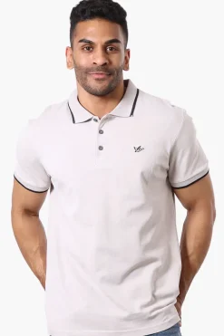 Super Triple Goose Solid Short Sleeve Polo Shirt - Stone
