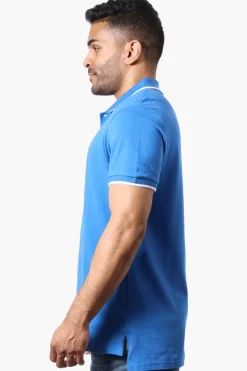 Super Triple Goose Solid Short Sleeve Polo Shirt - Blue