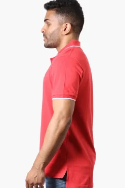 Super Triple Goose Solid Short Sleeve Polo Shirt - Red