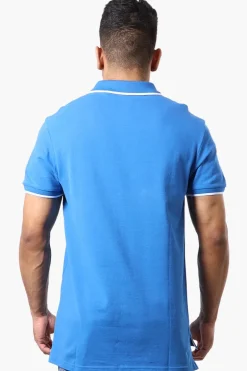 Super Triple Goose Solid Short Sleeve Polo Shirt - Blue