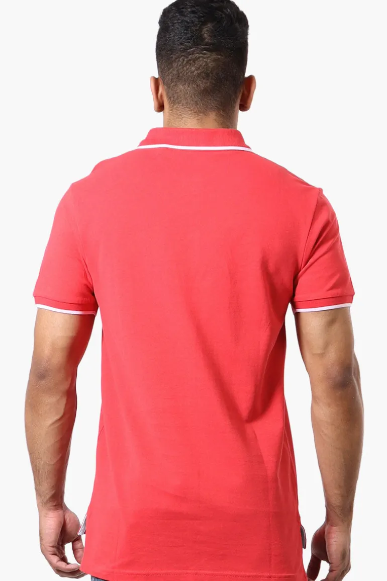 Super Triple Goose Solid Short Sleeve Polo Shirt - Red