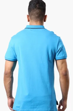 Super Triple Goose Solid Short Sleeve Polo Shirt - Blue
