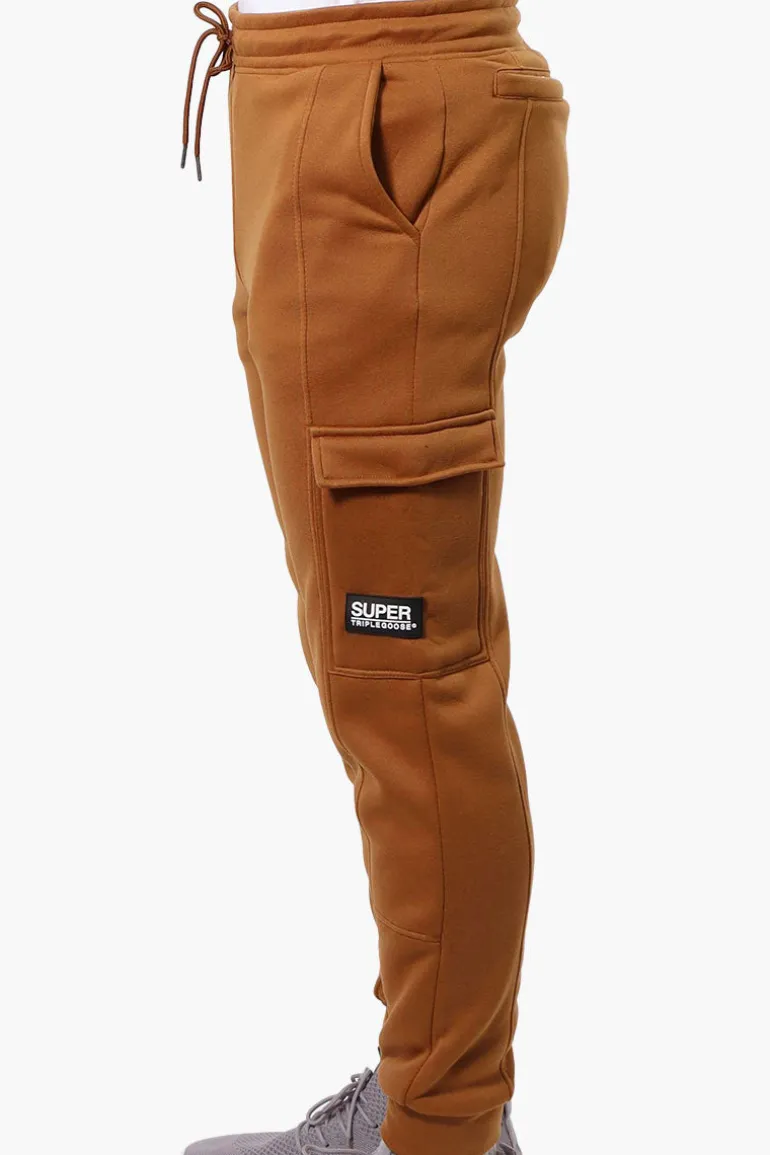 Super Triple Goose Tie Waist Cargo Joggers - Brown