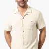 Super Triple Goose Vintage Solid Button Up Casual Shirt - Cream