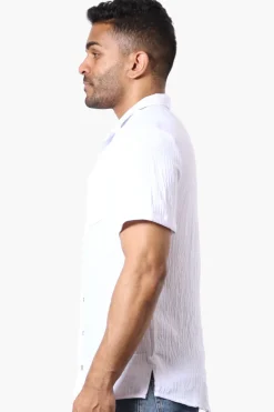 Super Triple Goose Vintage Solid Button Up Casual Shirt - White