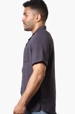 Super Triple Goose Vintage Solid Button Up Casual Shirt - Grey